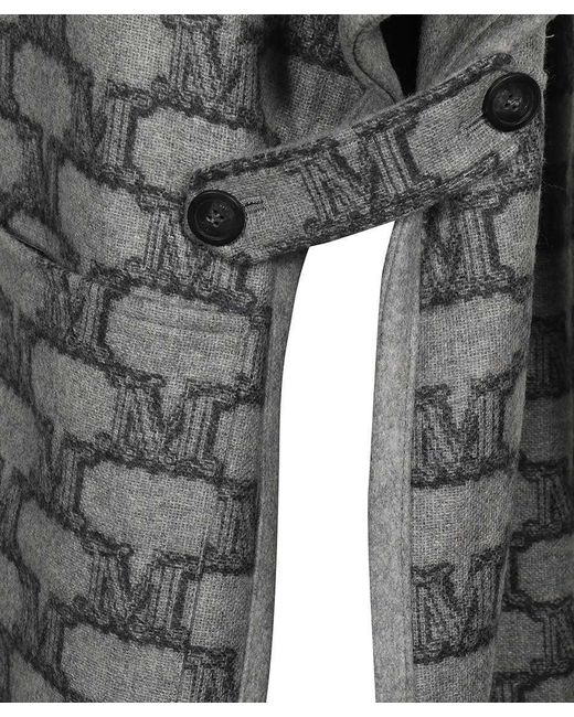 Max Mara Gray Zenica Reversible Knit Cape Coat