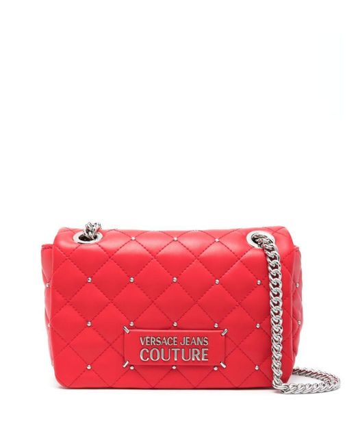 Versace Red Logo-plaque Quilted Crossbody Bag