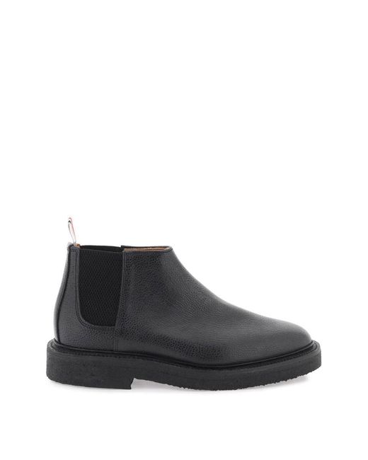 Thom Browne Black Mid Top Chelsea Ankle Boots for men