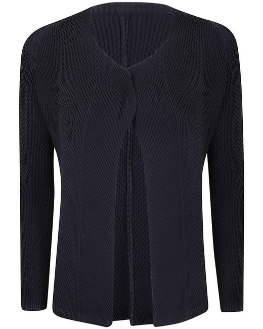 Issey Miyake Blue "Orbicular Pleats" Cardigan