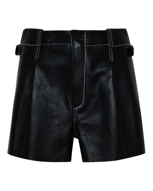 The Mannei Leather Shorts Sakib In Pelle Neri in Black - Lyst