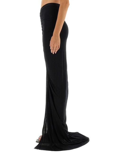 Rick Owens Black Long Skirt With Slit