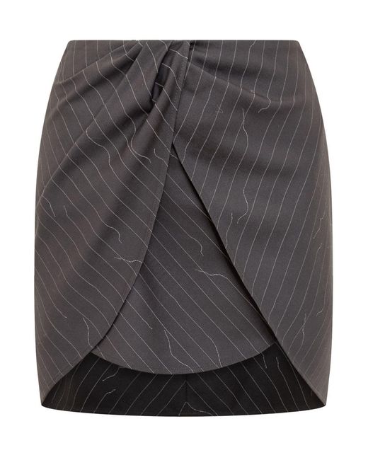 Off-White c/o Virgil Abloh Gray Mini Twist Pinstripe Skirt