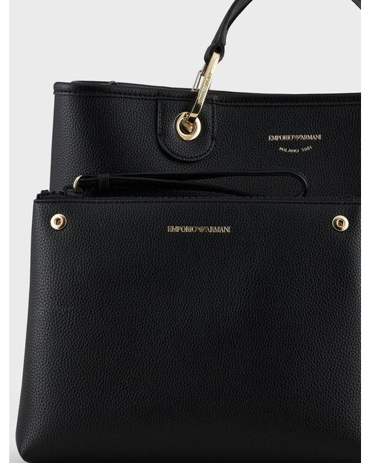Emporio Armani Black Myea Medium Shopping Bag