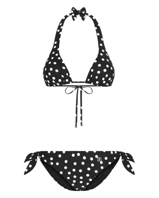 Dolce & Gabbana Black Polka Dot Bikini Set