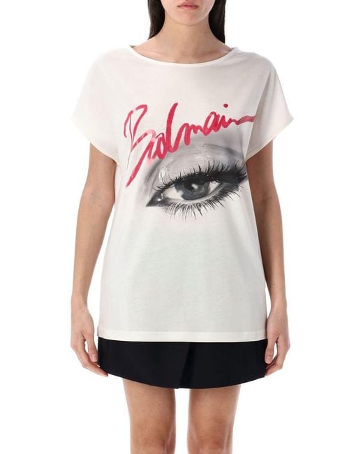 Balmain White Eye T-Shirt