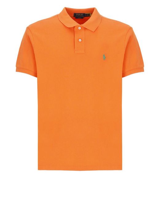 Ralph Lauren Orange Polo Shirt With Pony for men