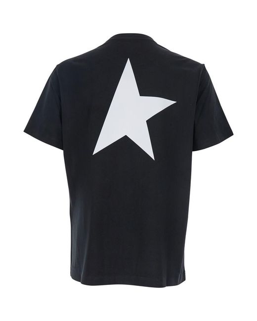 Golden Goose Deluxe Brand Black Crewneck T-Shirt With Logo On The Front And Back for men