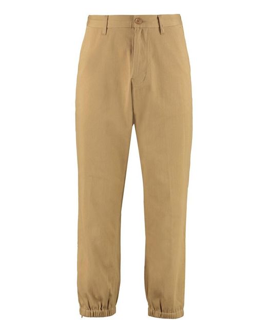 Gucci Natural Embroidered Cotton Trousers for men