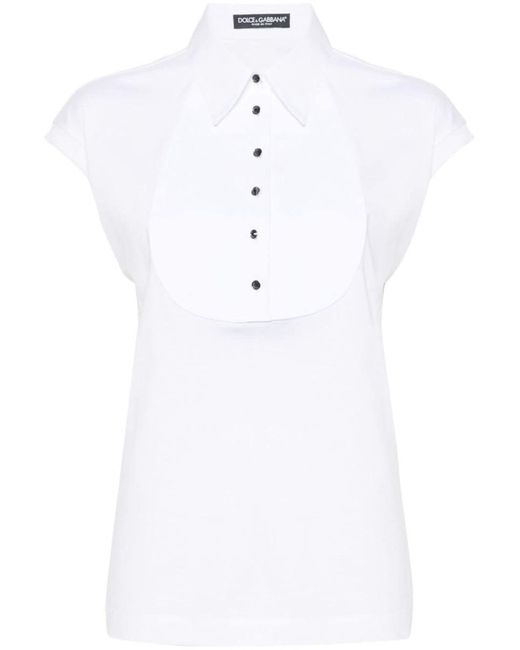 Dolce & Gabbana White Sleeveless Cotton Shirt Top