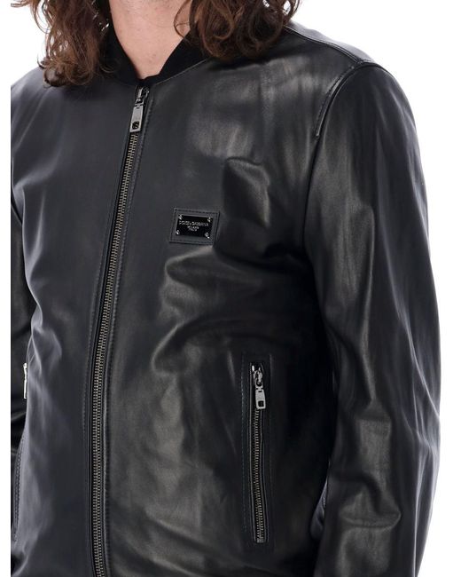 Dolce & Gabbana Black Leather Jacket With Tag for men