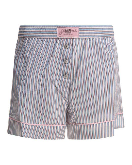 Ganni Blue Striped Shorts