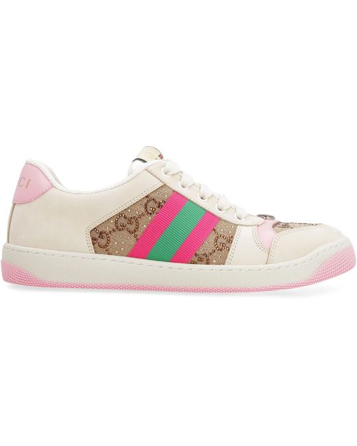 Gucci Pink Screener Gg Low-Top Sneakers