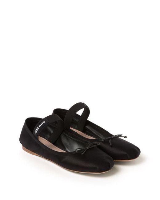 Miu Miu Black Flat-Heeled Ballerina Shoes For By