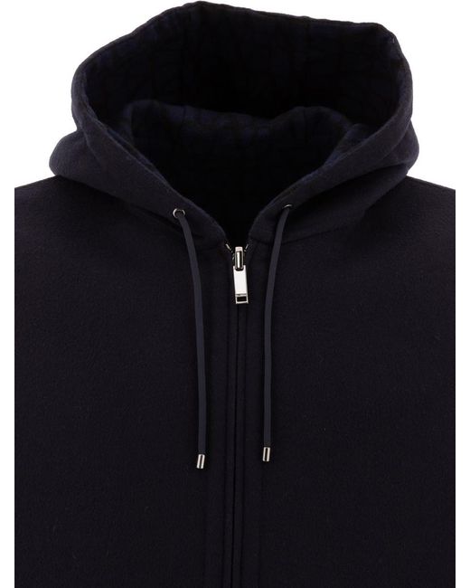 Valentino Garavani Blue Reversible Hoodie-Style Coat for men