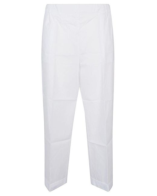 Liviana Conti White Cotton Blend Cropped Trousers