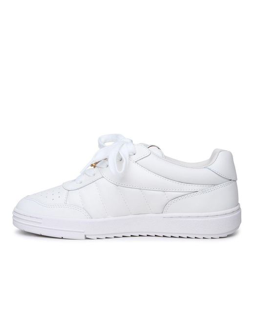 Palm Angels White 'Palm Beach University' Leather Sneakers for men