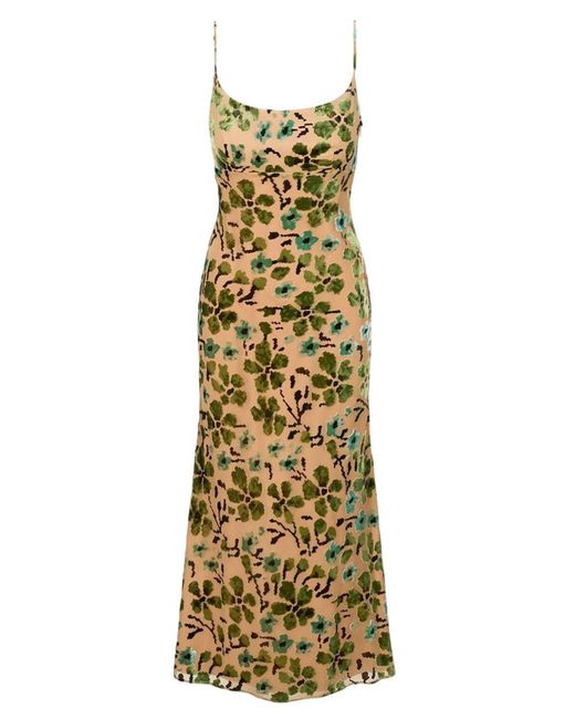 Staud Metallic Dianna Dress Moss Floral Tapestry