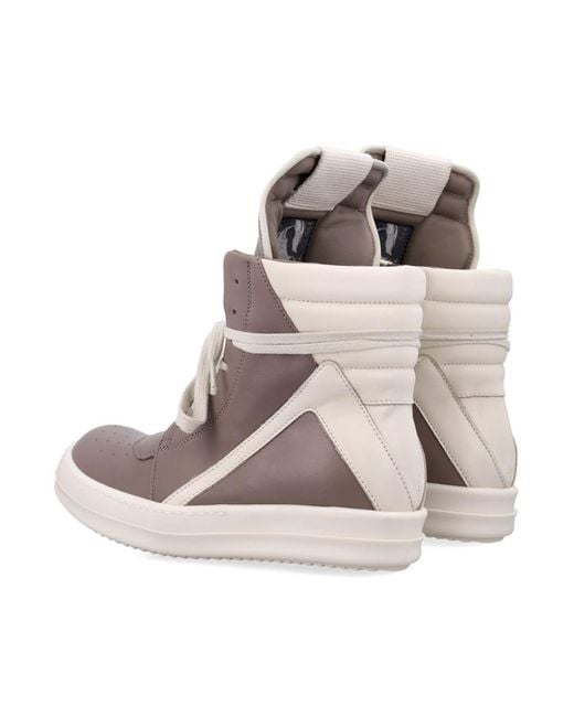 Rick Owens Natural High-Top Geometric Sneakers