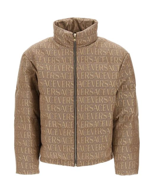 Versace Brown Allover Down Jacket for men