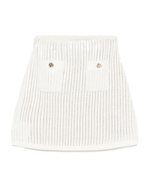 Self-Portrait White Sequin Mini Skirt