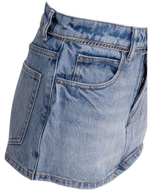 ショートパンツ Alexander Wang HIGH RISE SKORT WITH CHAIN BELT Blue ALEXANDERWANG | Chain Belt High Rise Denim Skort | Women