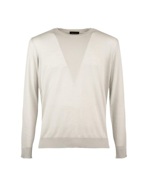 Roberto Collina White Pearl Ultrafine Merino Wool Sweater for men
