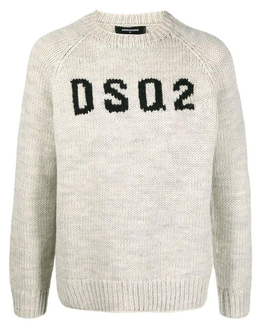 DSquared² Gray Anthracite Grey Wool Jumper for men