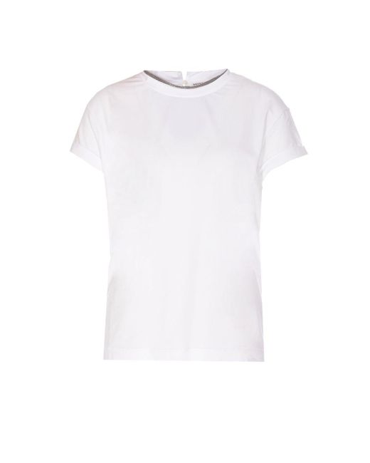 Brunello Cucinelli White Contrast Layered T-Shirt