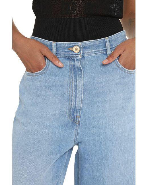 Versace Blue High-waist Wide-leg Jeans