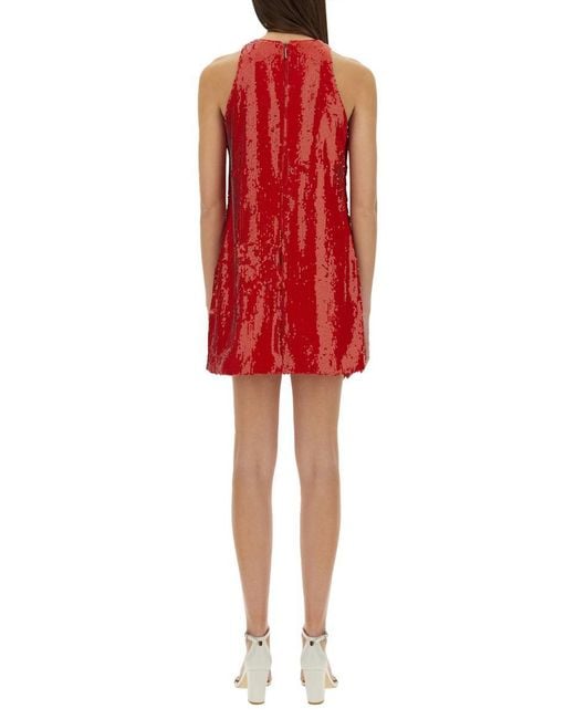 MSGM Red Sequined Dress
