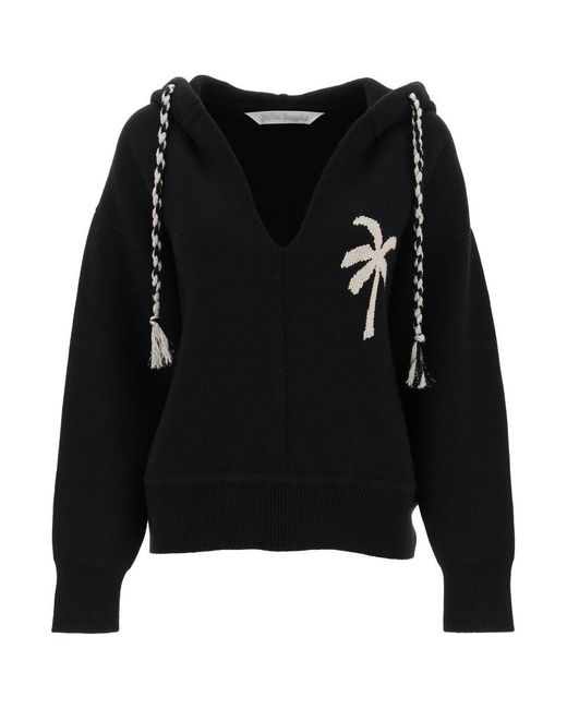 Palm Angels Black Palm Knitted Hoodie
