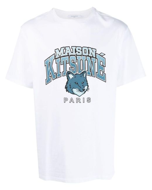 Maison Kitsuné Blue Printed T-shirt for men
