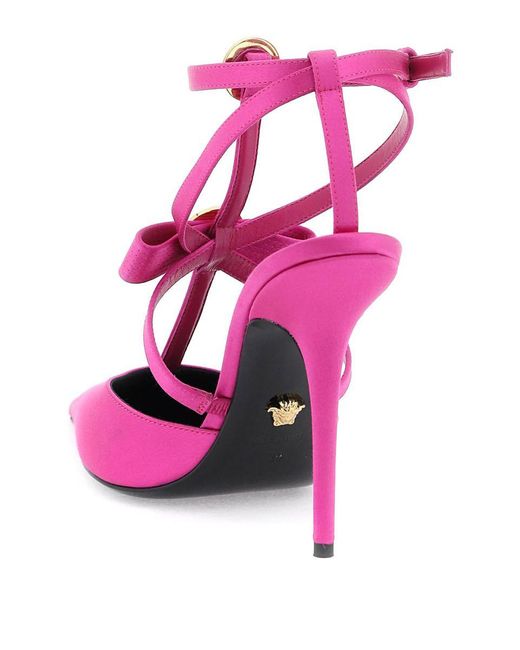 Versace Pink Pumps With Gianni Ribbon Bows