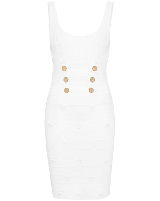 Pinko White Ribbed Dress