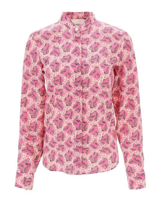Isabel Marant Pink Ilda Silk Shirt With Paisley Print
