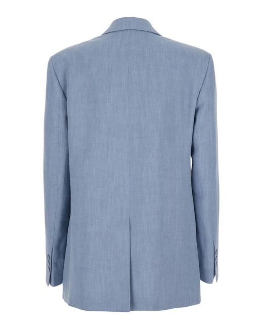 Seafarer Blue Light Jacket With Classic Lapels And Chest Pocket