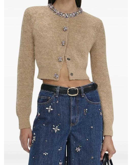 Self-Portrait Blue Embellished Trim Cardigan