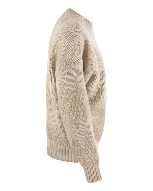 Brunello Cucinelli Natural Wool, Silk And Cashmere Sweater