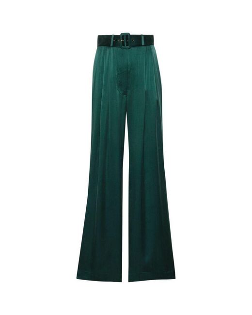 Zimmermann Green Belted Wide-leg Trousers