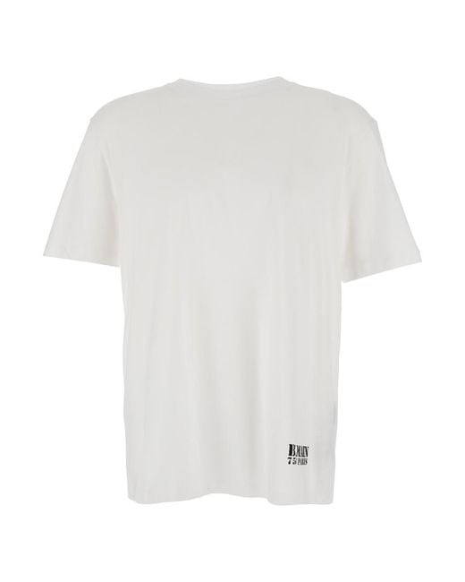 Balmain White Crewneck T-Shirt With Logo Lettering Print On The Front for men