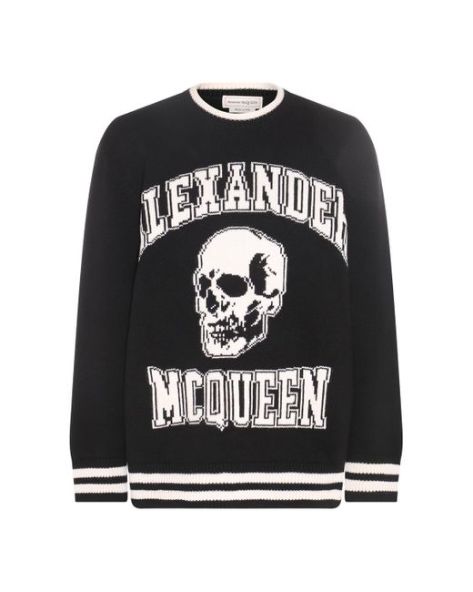 Alexander McQueen Black And White Wool Jumper for men