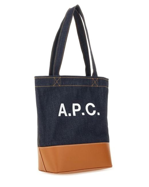 A.P.C. Blue Axel Small Tote Bag for men