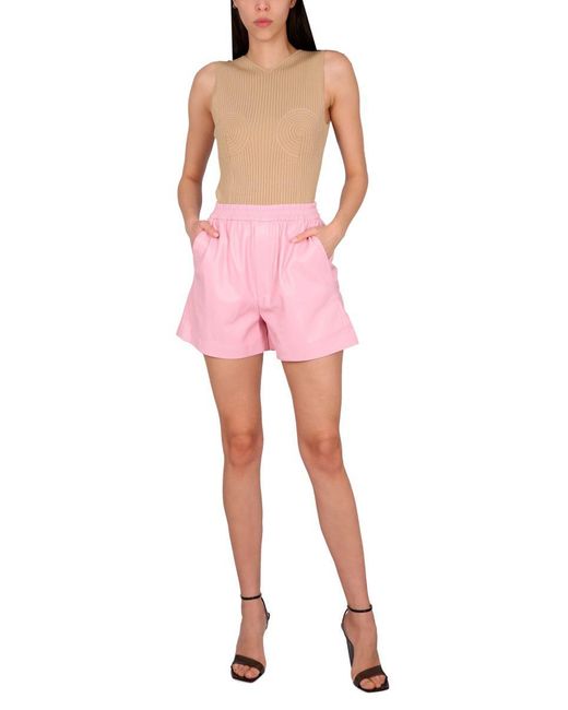 Nanushka Pink Sleeveless V-Neck Ribbed Top