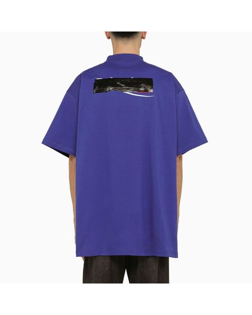 Balenciaga Purple Indigo Cotton Oversize T Shirt for men