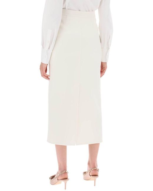 Valentino Garavani White Compact Drap Midi Skirt