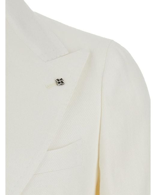 Tagliatore White Double-Breasted Blazer for men
