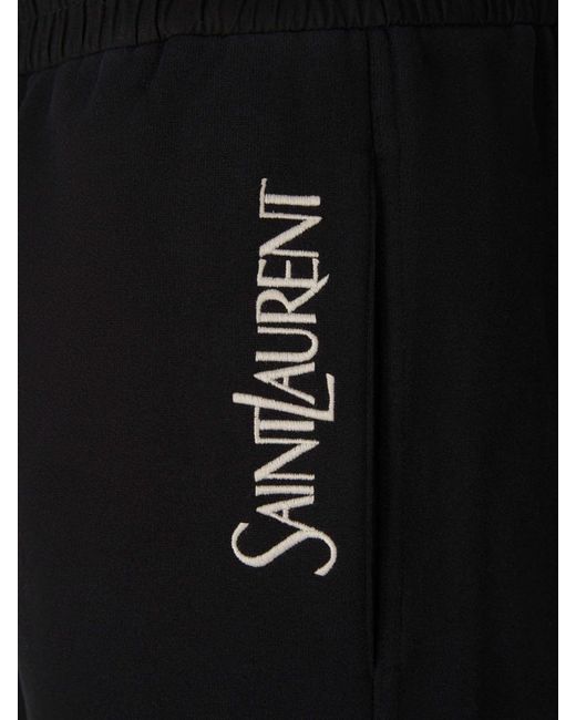 Saint Laurent White Embroidered Logo Bermuda Shorts for men