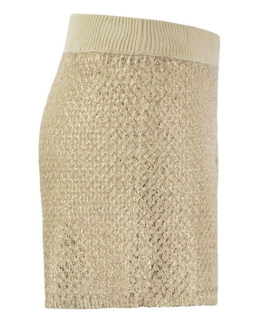Peserico Natural Shorts In Laminated Linen-cotton Mélange Yarn