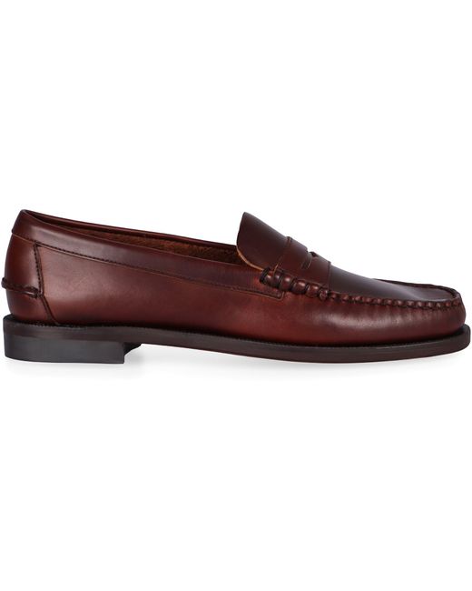 Sebago Brown Dan Waxy Leather Loafers for men